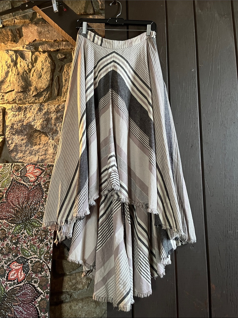 Free People Striped Hi Low Skirt Sz 6